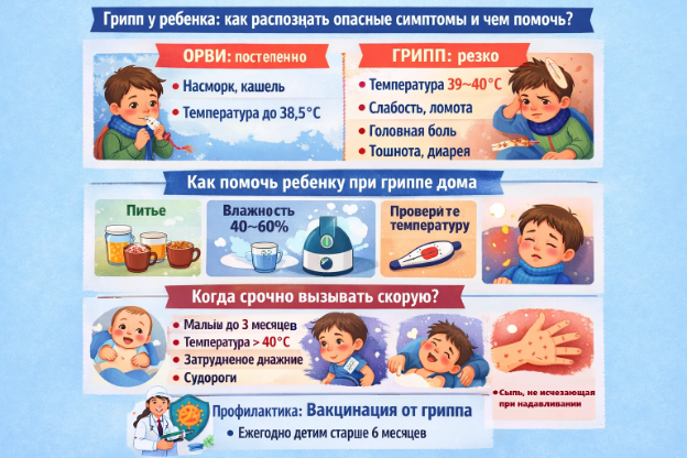 Мглинчанам рассказали, как распознать грипп у ребенка